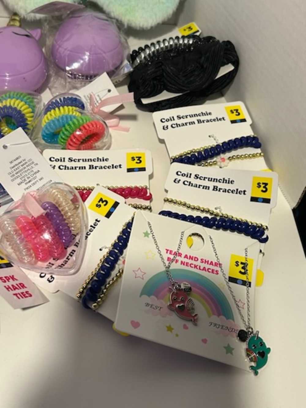 Kids plush head band hair ties plush eye mask accessories lot - Picture 5 of 9